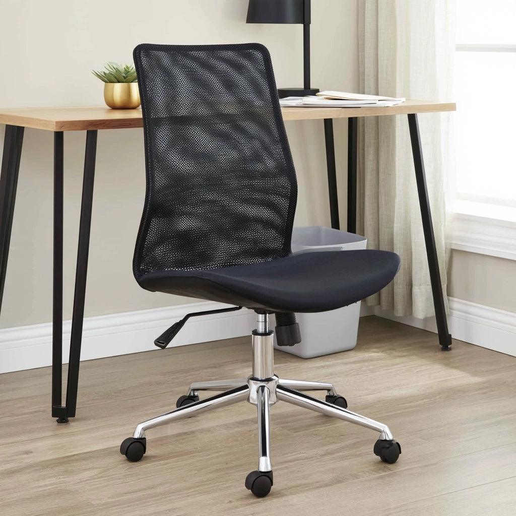 Ergonomische bureaustoel met ademende netbekleding, kleur zwart