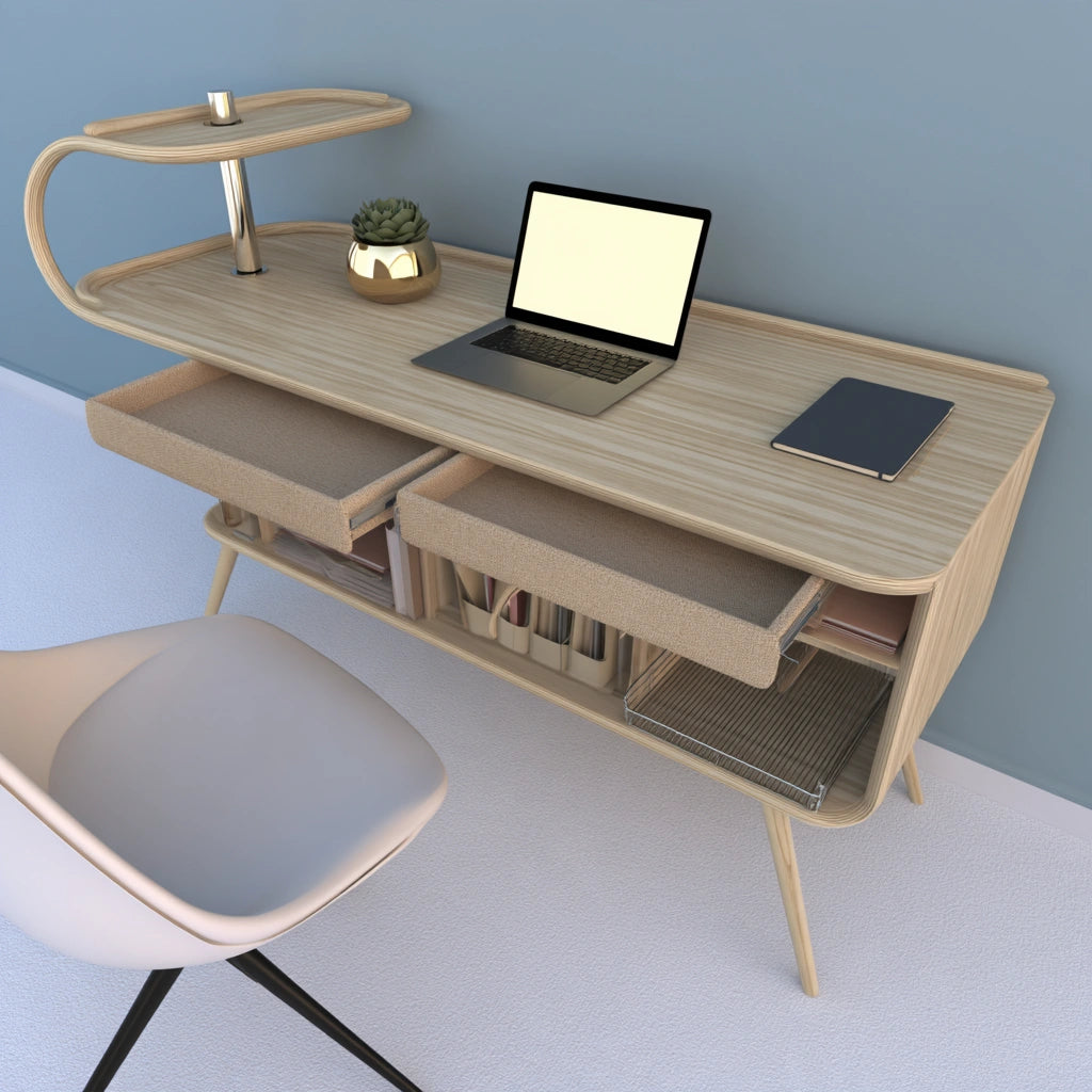 Bureau van hout, kleur naturelbruin