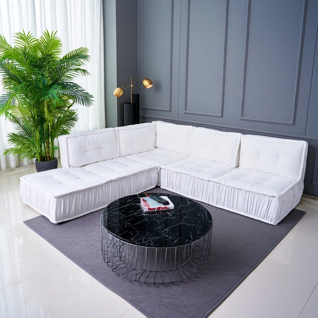 Modulaire hoekbank, kleur wit