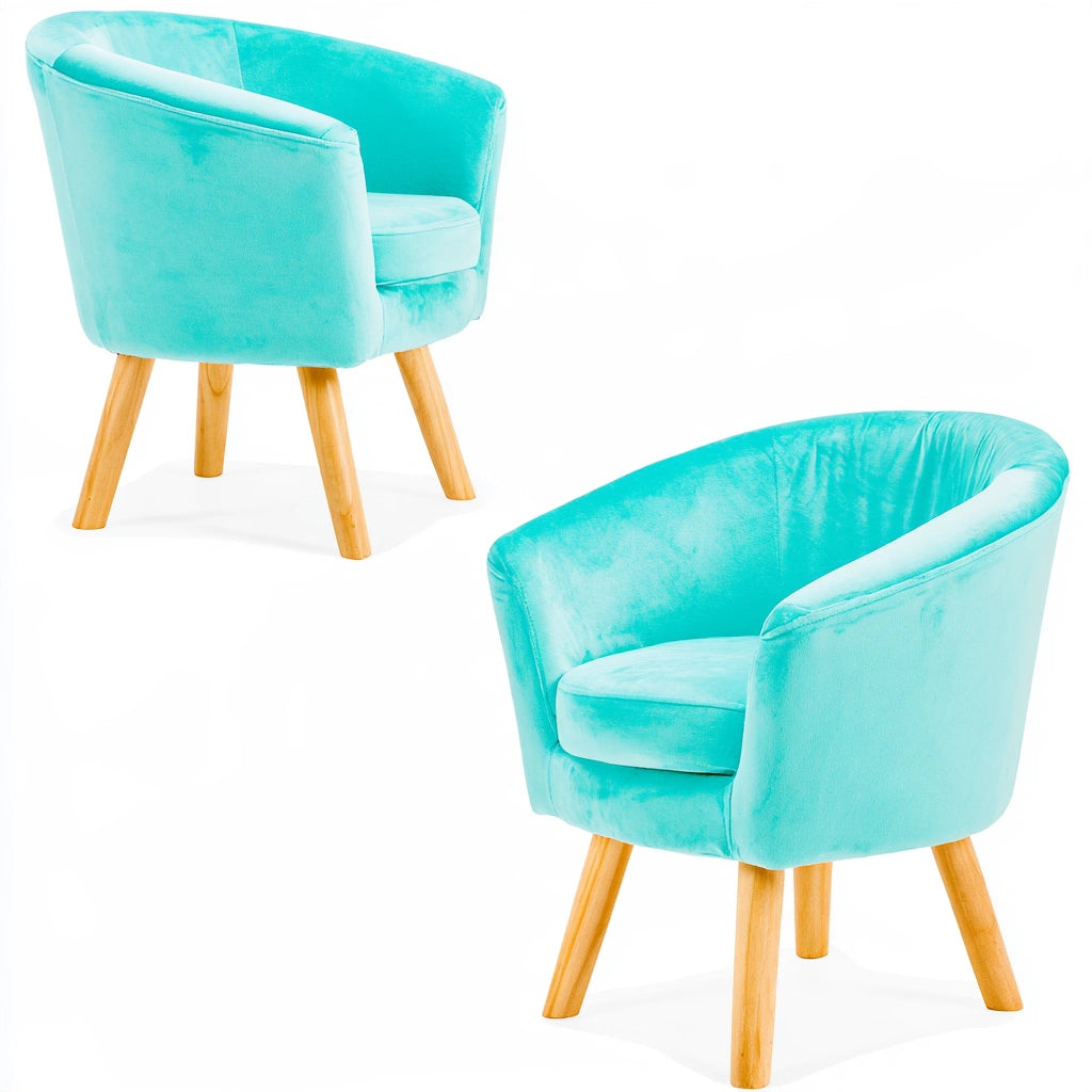 Accentfauteuil met fluwelen bekleding, kleur petrolblauw