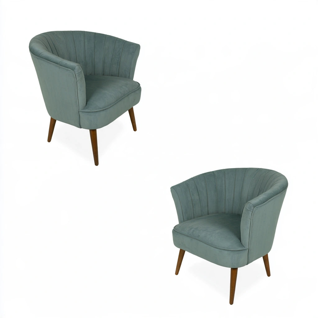 Accentfauteuil met fluwelen bekleding, kleur petrolblauw